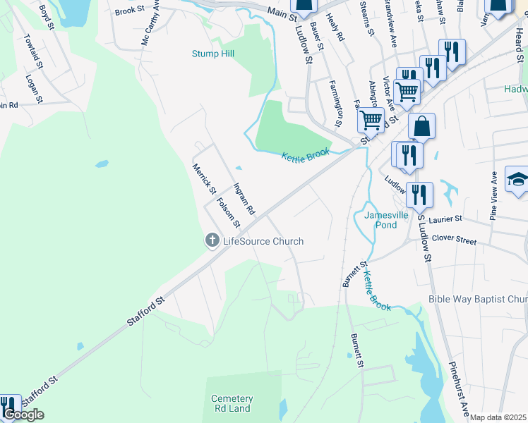 map of restaurants, bars, coffee shops, grocery stores, and more near 300 Stafford Street in Leicester