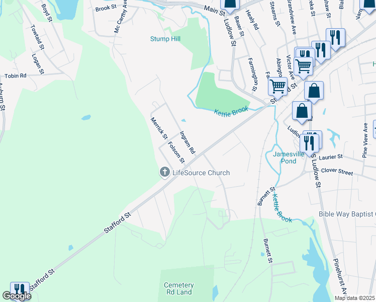 map of restaurants, bars, coffee shops, grocery stores, and more near 6 Folsom Street in Leicester