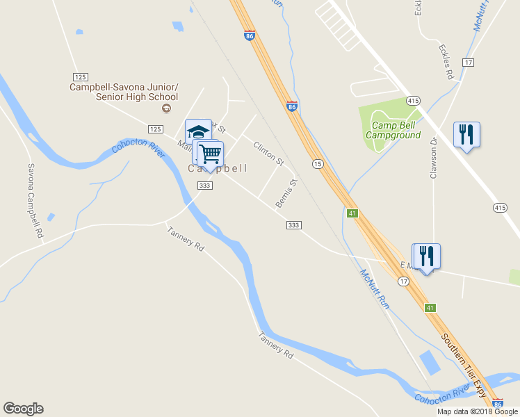 map of restaurants, bars, coffee shops, grocery stores, and more near 8530 Main St in Campbell