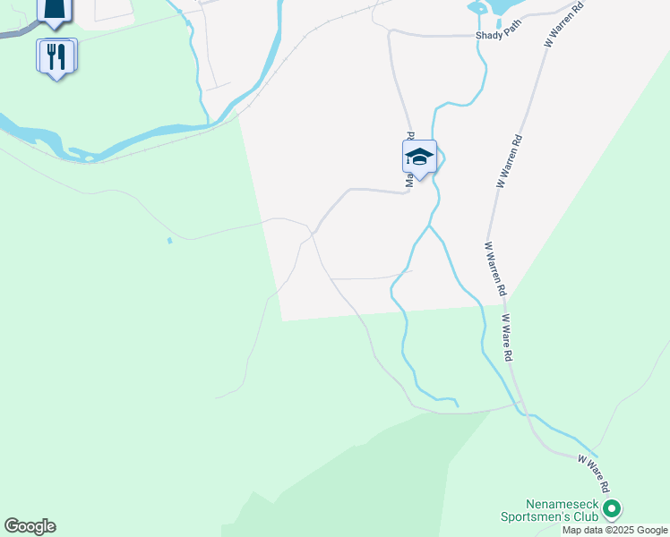 map of restaurants, bars, coffee shops, grocery stores, and more near 150 Bacon Road in Ware