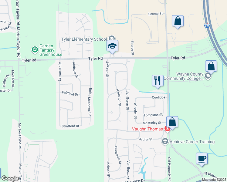 map of restaurants, bars, coffee shops, grocery stores, and more near 42224 Hayes in Belleville