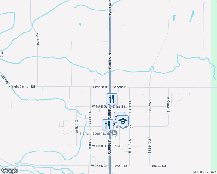 map of restaurants, bars, coffee shops, grocery stores, and more near 40 West 2nd North Street in Paris