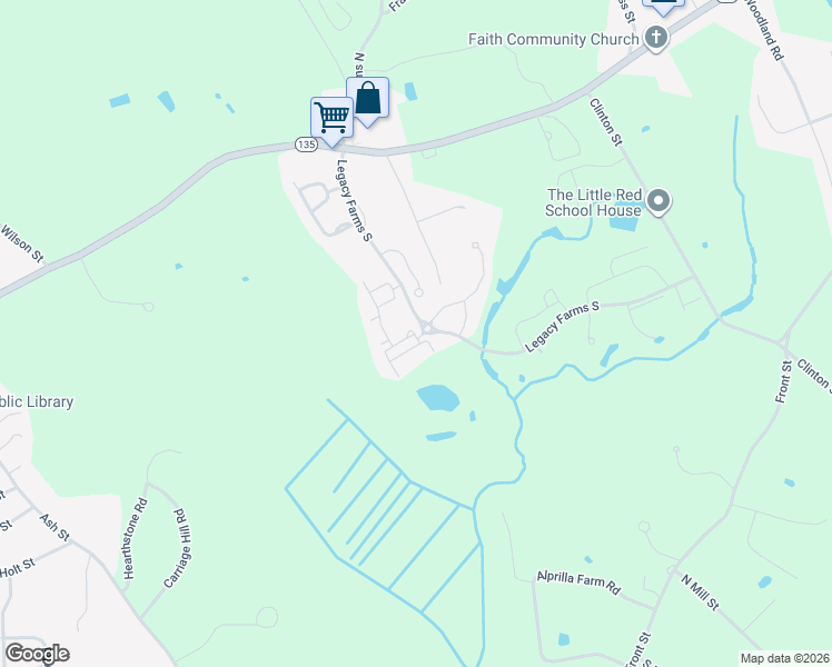 map of restaurants, bars, coffee shops, grocery stores, and more near 10 Woodview Way in Hopkinton