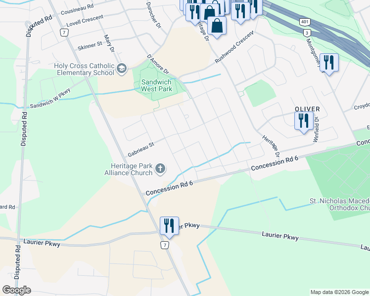 map of restaurants, bars, coffee shops, grocery stores, and more near Hayes Street in LaSalle