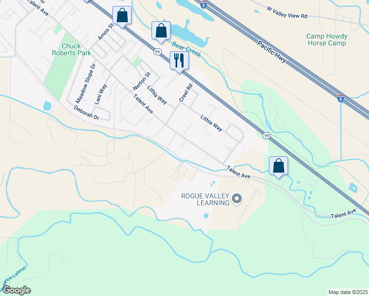 map of restaurants, bars, coffee shops, grocery stores, and more near 360 Blackberry Court in Talent