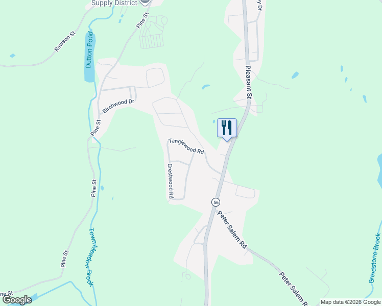 map of restaurants, bars, coffee shops, grocery stores, and more near 1 Crestwood Road in Leicester
