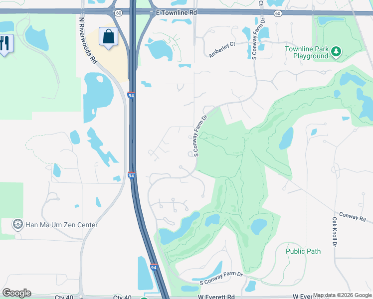 map of restaurants, bars, coffee shops, grocery stores, and more near 510 Andover Court in Lake Forest
