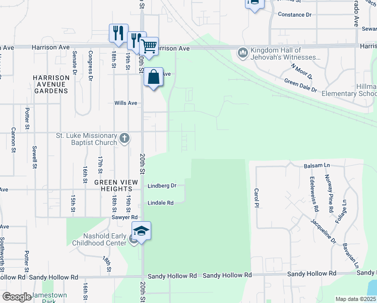map of restaurants, bars, coffee shops, grocery stores, and more near 2935 24th Street in Rockford