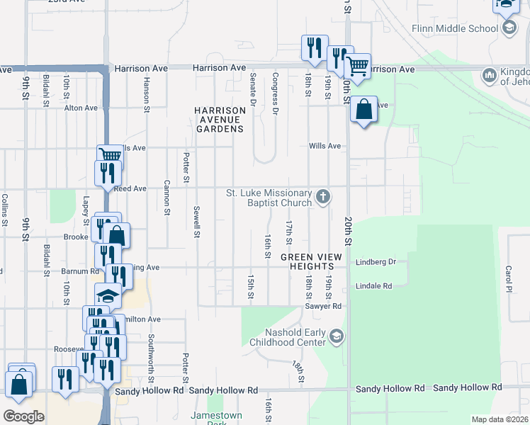 map of restaurants, bars, coffee shops, grocery stores, and more near 2969 16th Street in Rockford