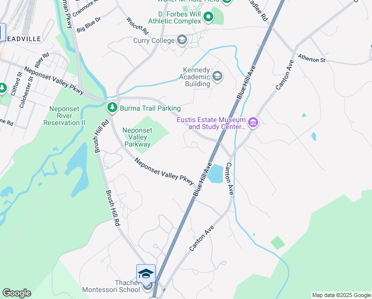 map of restaurants, bars, coffee shops, grocery stores, and more near 175 Milton Street in Milton
