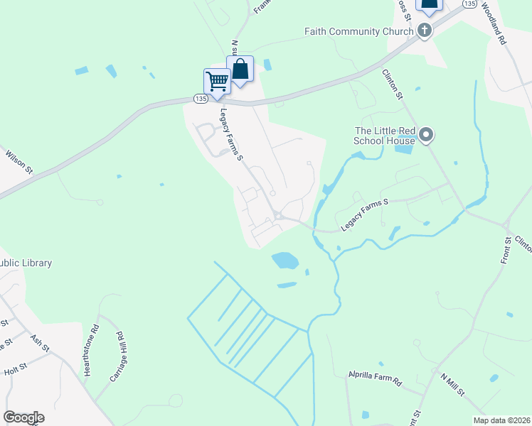 map of restaurants, bars, coffee shops, grocery stores, and more near 5 Woodview Way in Hopkinton