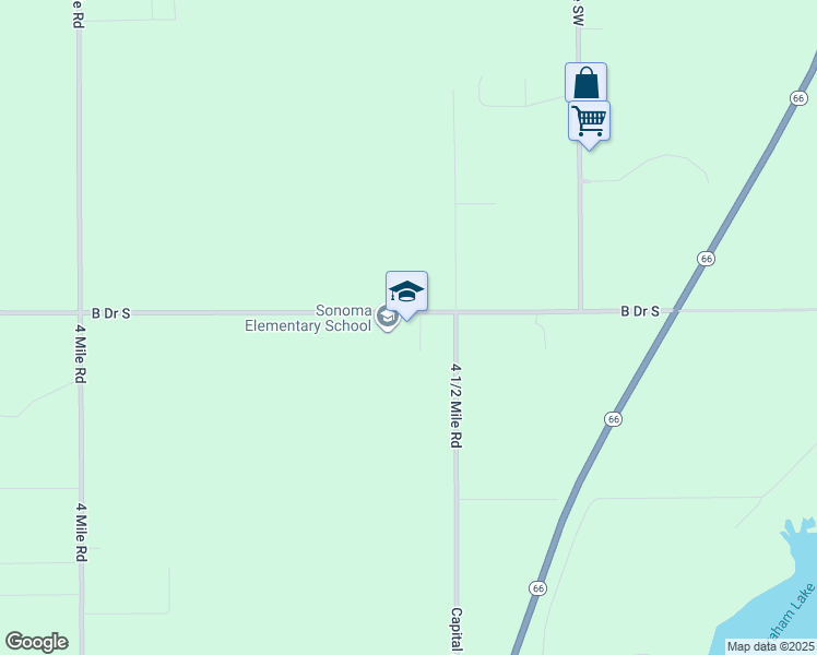 map of restaurants, bars, coffee shops, grocery stores, and more near 4640 B Drive South in Battle Creek