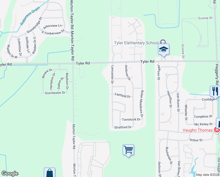 map of restaurants, bars, coffee shops, grocery stores, and more near 9829 Lancaster Drive in Belleville