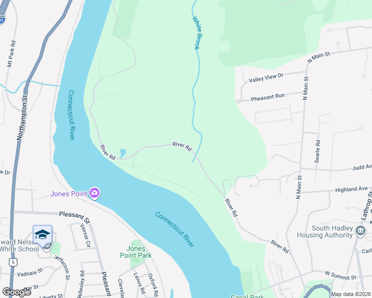 map of restaurants, bars, coffee shops, grocery stores, and more near 220 River Road in South Hadley
