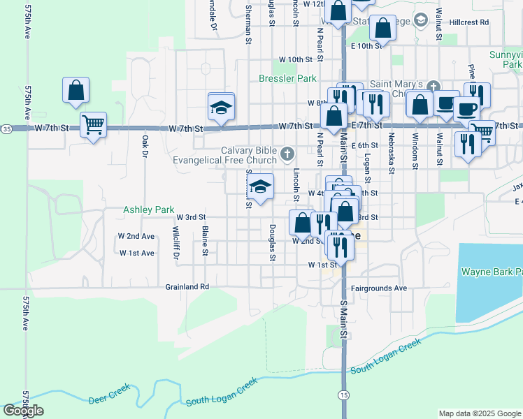 map of restaurants, bars, coffee shops, grocery stores, and more near 453 West 3rd Street in Wayne