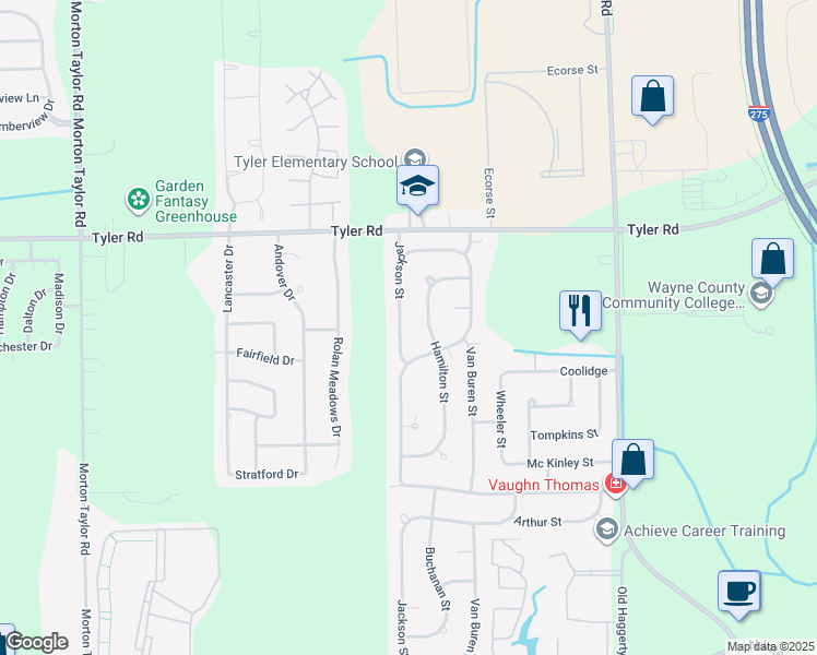 map of restaurants, bars, coffee shops, grocery stores, and more near 42224 Hayes in Belleville