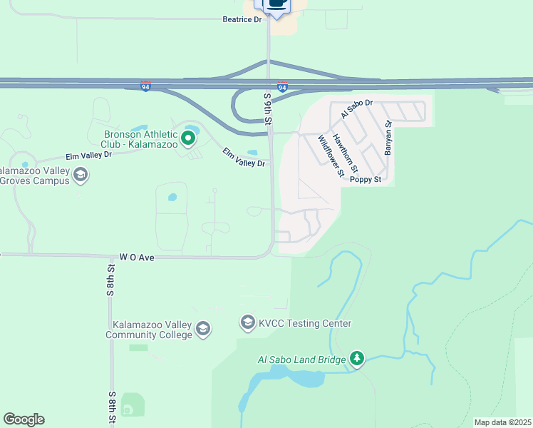 map of restaurants, bars, coffee shops, grocery stores, and more near 5840 South 9th Street in Kalamazoo