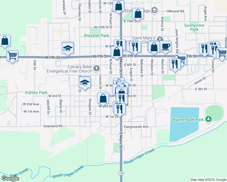 map of restaurants, bars, coffee shops, grocery stores, and more near in Wayne