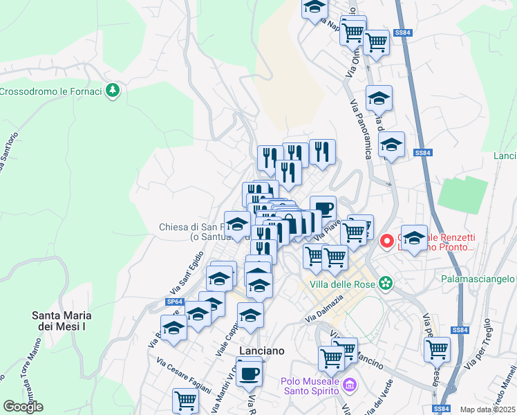 map of restaurants, bars, coffee shops, grocery stores, and more near 6 Vicolo X Cavour in Lanciano