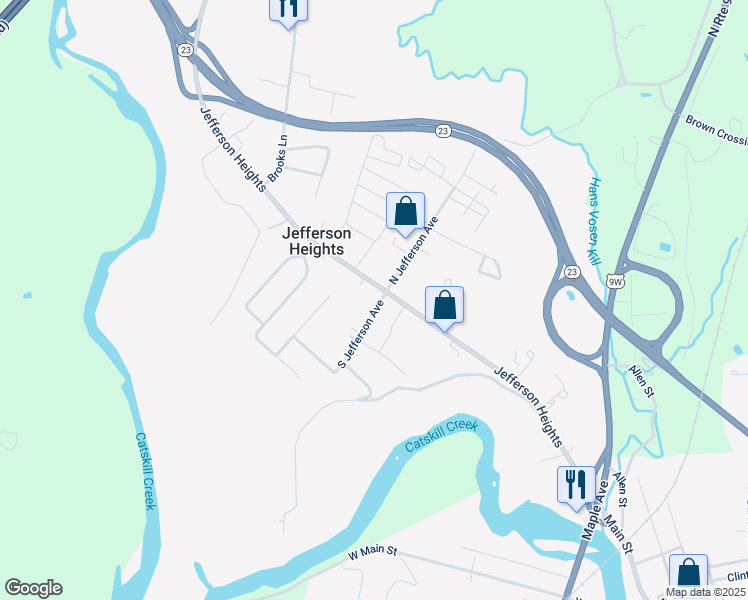 map of restaurants, bars, coffee shops, grocery stores, and more near 170-200 Jefferson Heights in Catskill