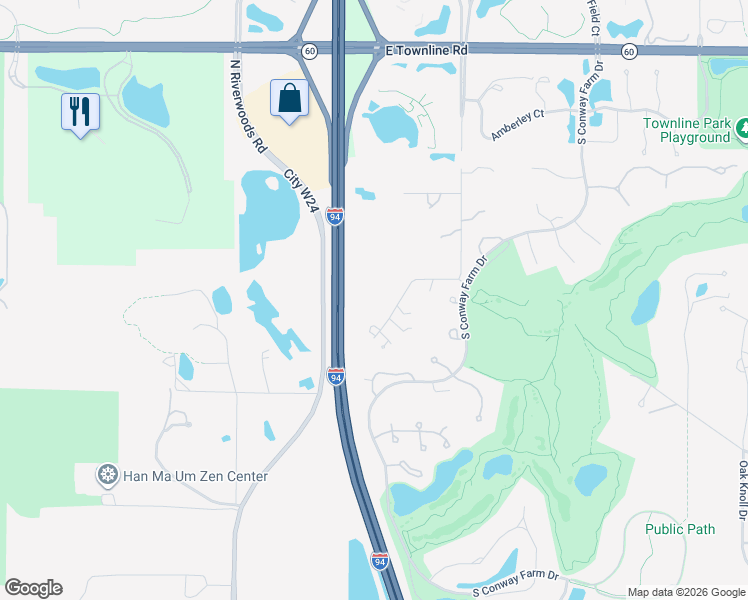 map of restaurants, bars, coffee shops, grocery stores, and more near 480 South Saunders Road in Lake Forest