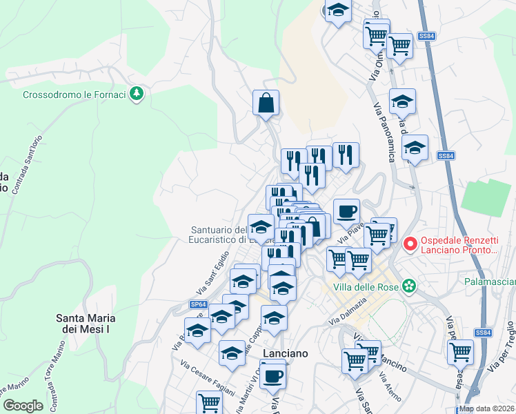 map of restaurants, bars, coffee shops, grocery stores, and more near 8 Vicolo XVIII Garibaldi in Lanciano