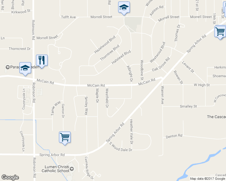 map of restaurants, bars, coffee shops, grocery stores, and more near 2943 McCain Road in Jackson