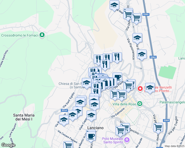 map of restaurants, bars, coffee shops, grocery stores, and more near 6 Vicolo X Cavour in Lanciano