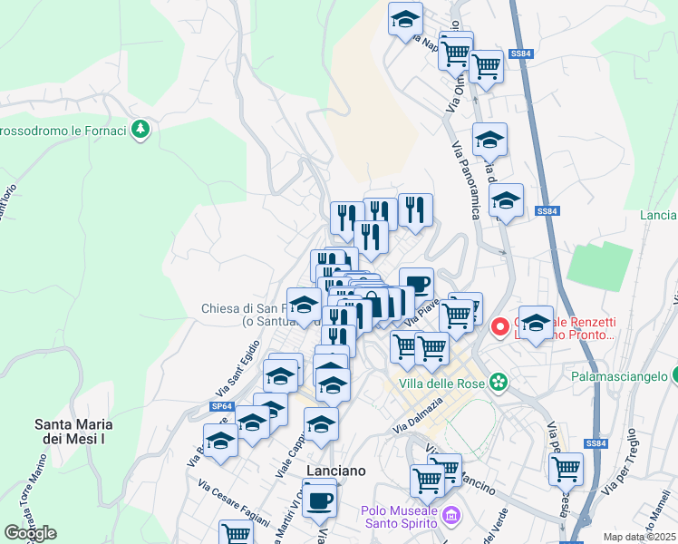 map of restaurants, bars, coffee shops, grocery stores, and more near 6 Vicolo X Cavour in Lanciano