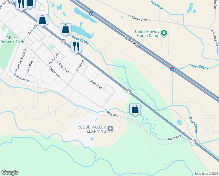 map of restaurants, bars, coffee shops, grocery stores, and more near 1830 Summer Place in Talent