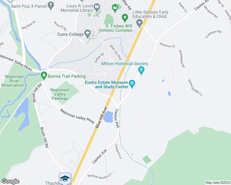map of restaurants, bars, coffee shops, grocery stores, and more near 2 Dollar Lane in Milton