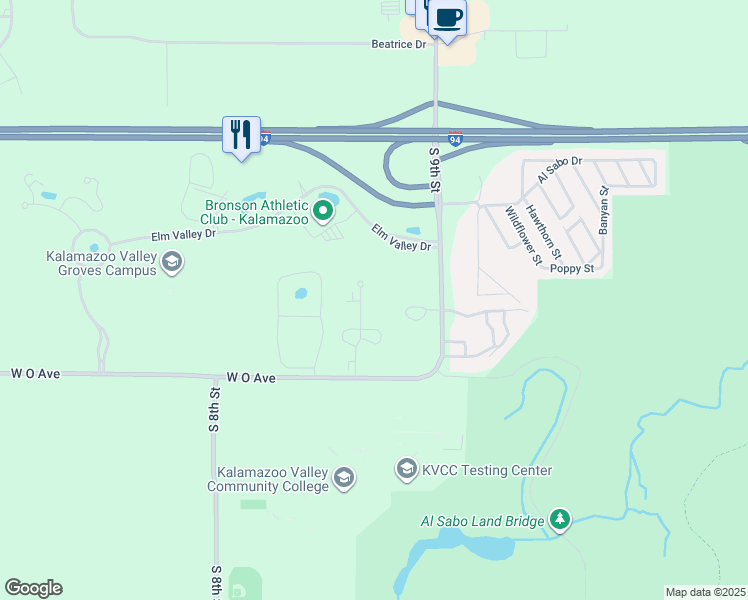 map of restaurants, bars, coffee shops, grocery stores, and more near 5817 Briarcliff Lane in Kalamazoo