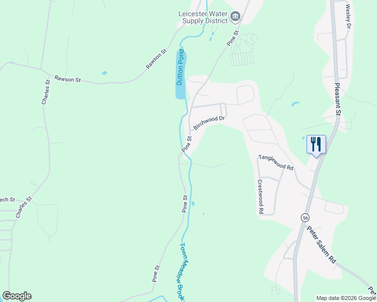 map of restaurants, bars, coffee shops, grocery stores, and more near 237 Pine Street in Leicester