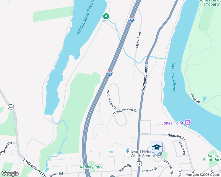 map of restaurants, bars, coffee shops, grocery stores, and more near 133 Central Park Drive in Holyoke