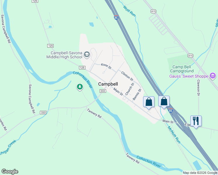 map of restaurants, bars, coffee shops, grocery stores, and more near in Campbell
