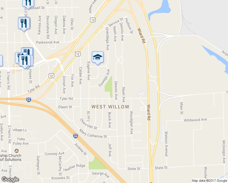 map of restaurants, bars, coffee shops, grocery stores, and more near 962 Desoto Avenue in Ypsilanti