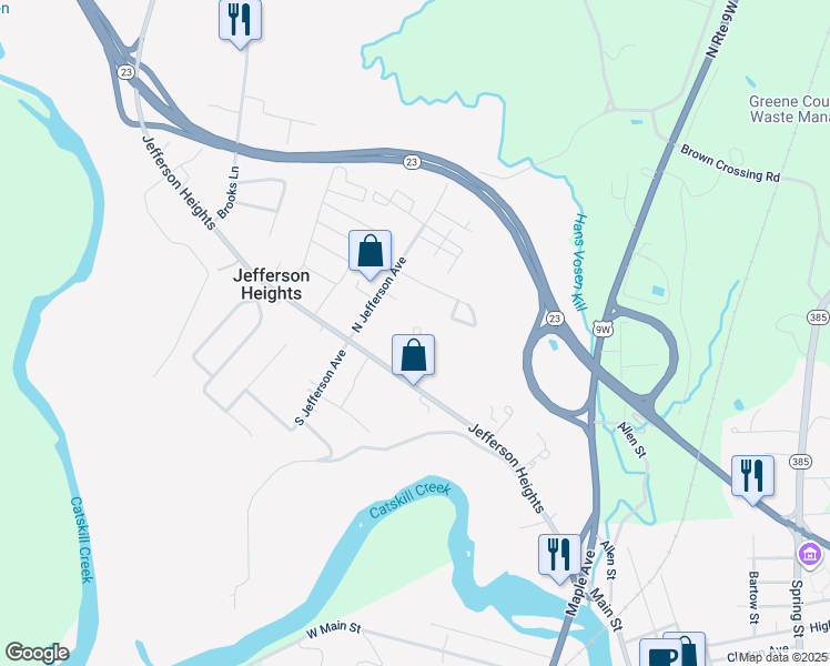 map of restaurants, bars, coffee shops, grocery stores, and more near 154 Jefferson Heights in Catskill