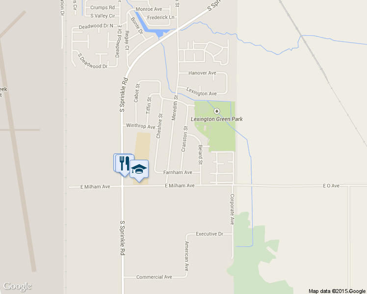 map of restaurants, bars, coffee shops, grocery stores, and more near 5823 Cranston Street in Portage