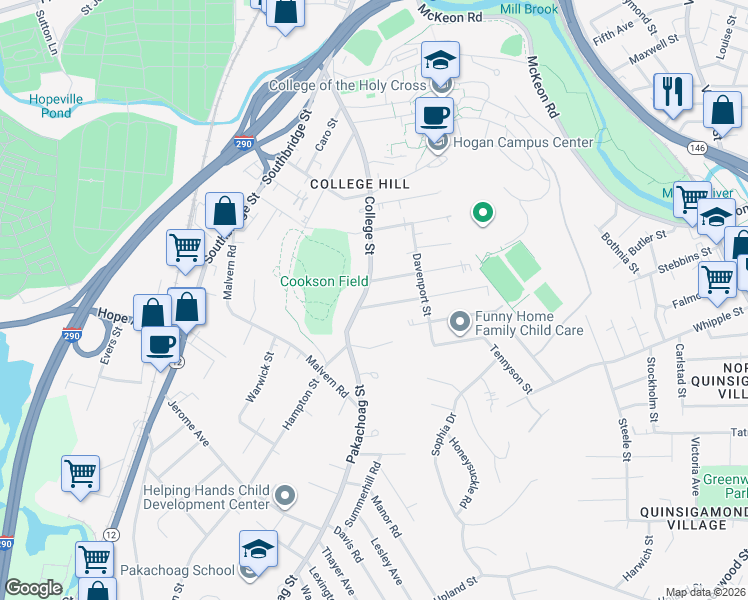 map of restaurants, bars, coffee shops, grocery stores, and more near 2 Electric Street in Worcester