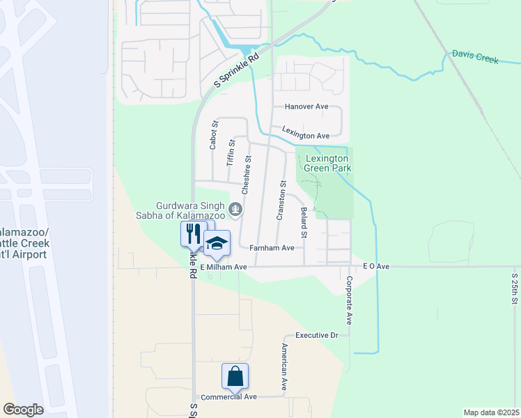 map of restaurants, bars, coffee shops, grocery stores, and more near 5812 Meredith Street in Portage
