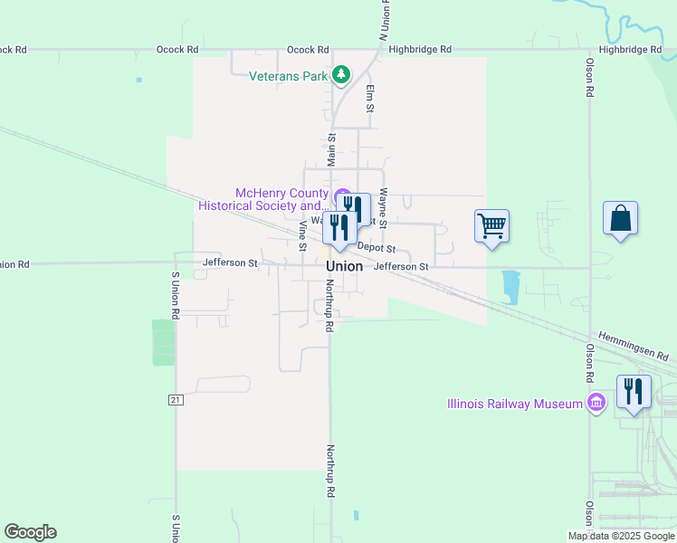 map of restaurants, bars, coffee shops, grocery stores, and more near in Union