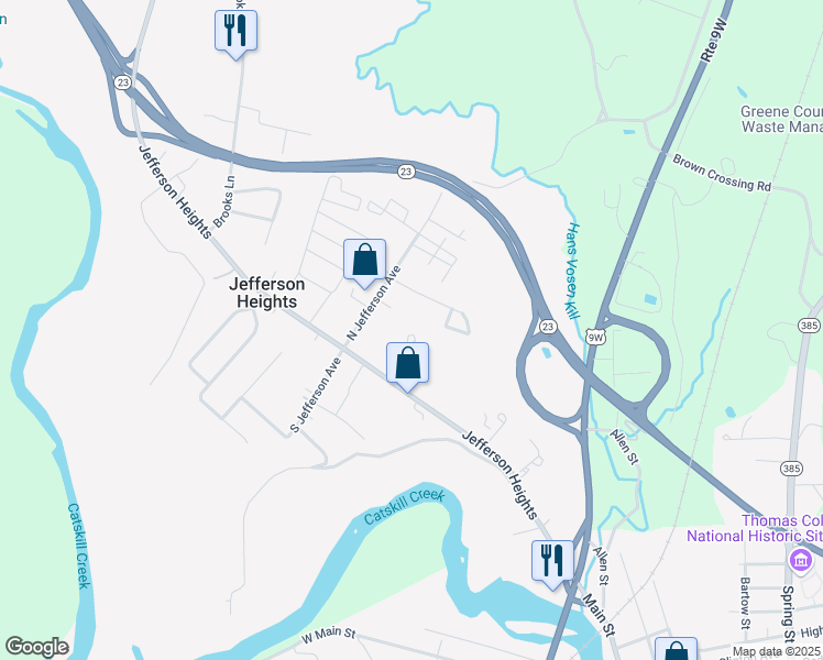 map of restaurants, bars, coffee shops, grocery stores, and more near 154 Jefferson Heights in Catskill