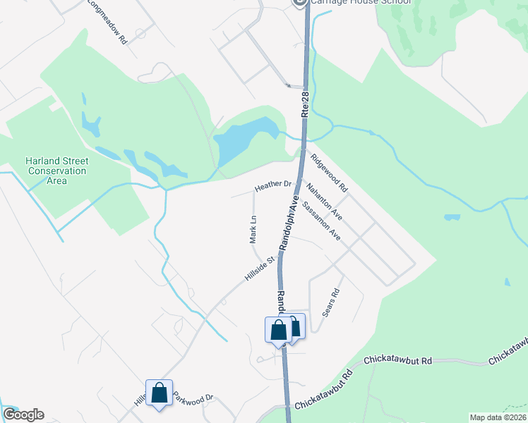 map of restaurants, bars, coffee shops, grocery stores, and more near 1051 Randolph Avenue in Milton