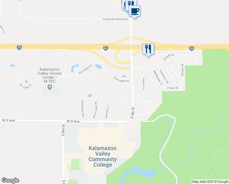 map of restaurants, bars, coffee shops, grocery stores, and more near 5811 Briarcliff Lane in Kalamazoo