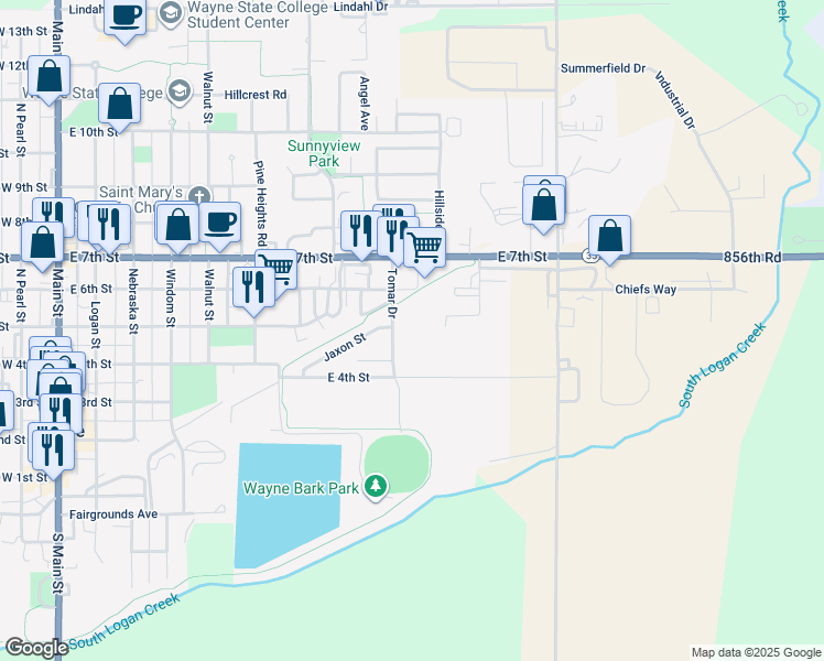 map of restaurants, bars, coffee shops, grocery stores, and more near 505 Tomar Drive in Wayne