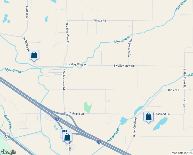 map of restaurants, bars, coffee shops, grocery stores, and more near 148 East Valley View Road in Ashland