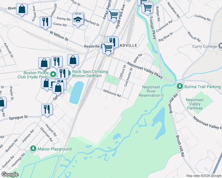 map of restaurants, bars, coffee shops, grocery stores, and more near 6 Parkson Street in Boston