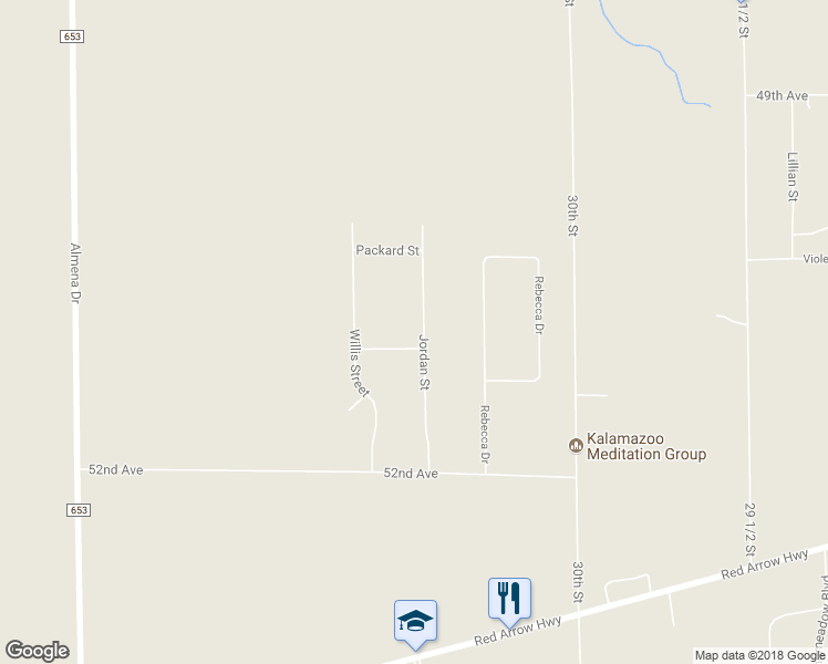 map of restaurants, bars, coffee shops, grocery stores, and more near 30640 Mission Street in Paw Paw
