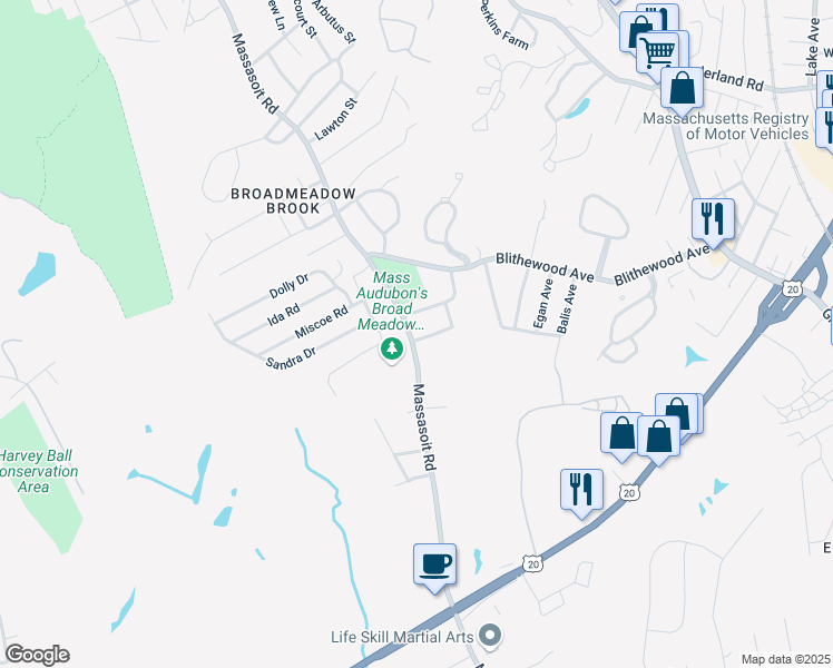 map of restaurants, bars, coffee shops, grocery stores, and more near 1 Tamar Avenue in Worcester