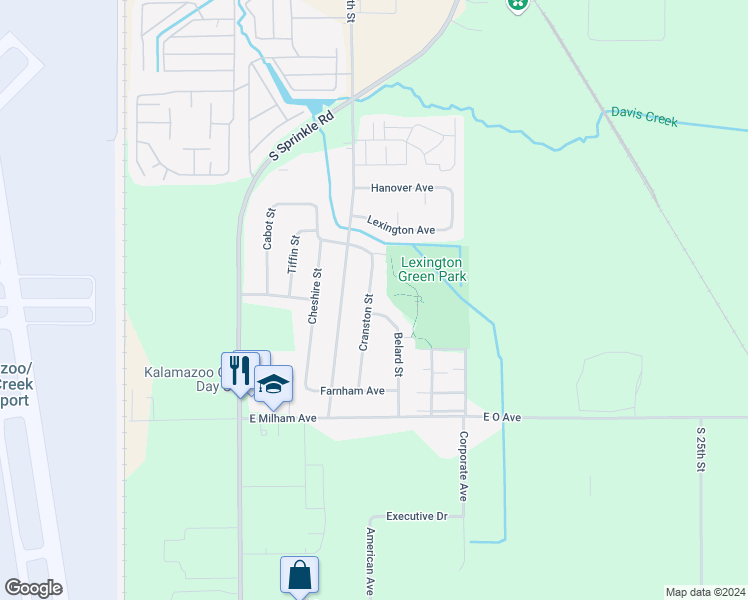 map of restaurants, bars, coffee shops, grocery stores, and more near 5723 Cranston Street in Portage